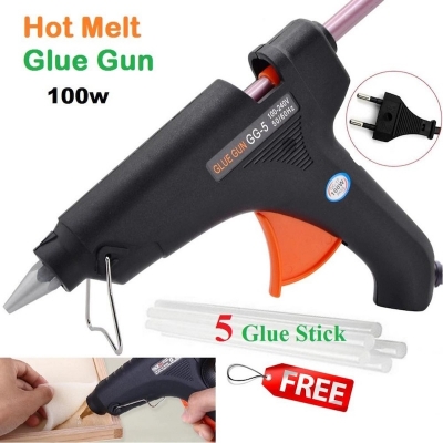 Picture of Combo Pack 100W Hot Melt Glue Gun With 5 Glue Stick, 100 Watt Glue Gun For Diy Art Crafts, Joint Repair