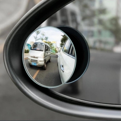 Picture of Blind Spot Round Mirror for Looking glass. Power glass for motorcycle or Car. 360 Degree 2 Piece - Black
