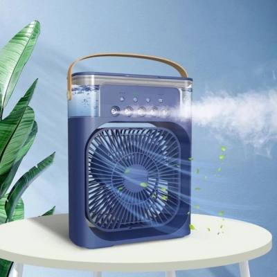 Picture of Air Cooler Fan 3 in 1 Mini Portable Fan Humidifier with 7 Colors LED Light Air Cooler 600ml Water Tank Air Cooling Fan - Multicolor