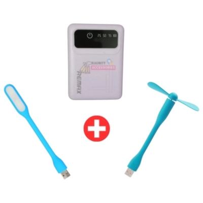 Picture of Raunity Gadget Pack Combo offers Mini Charging Power Bank + USB Fan + USB LED Light - Multicolor
