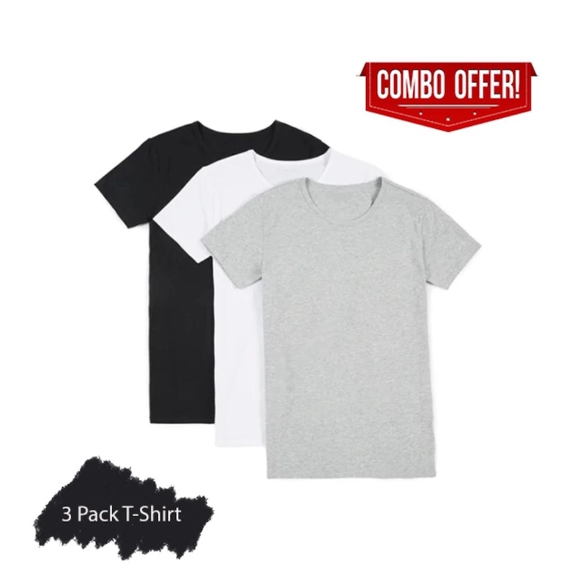 Picture of Multicolor Nit Cotton Pack of 3 Combo Round Neck T-Shirt for Men - Multicolor