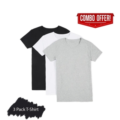 Picture of Multicolor Nit Cotton Pack of 3 Combo Round Neck T-Shirt for Men - Multicolor