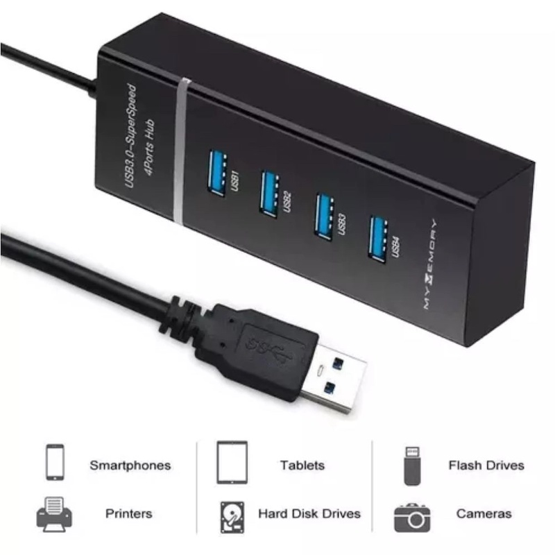 Picture of USB 3.1 High Speed  4 Port USB 3.0 HUB For Computer and Laptop Tablet - Black - Black