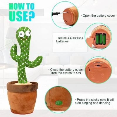 Picture of Dancing Cactus Plush Talking, Singing & Lighting Toy - Multicolor