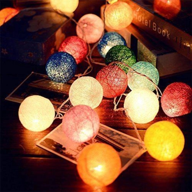 Picture of Cotton Ball Garland Fairy Lights - Multicolor