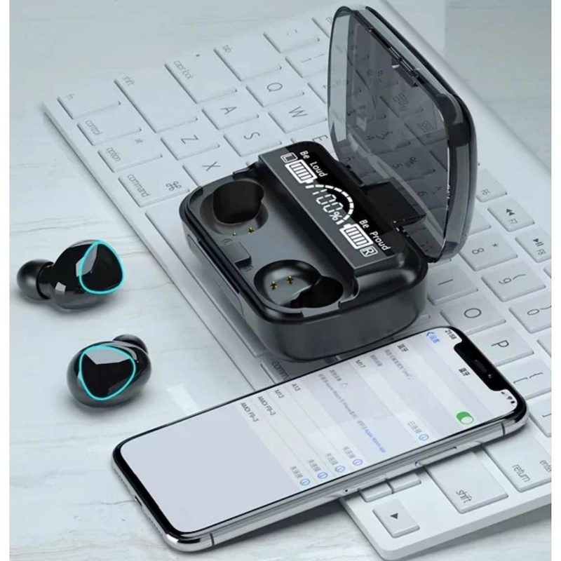 Picture of M10 TWS wireless bluetooth headset with Smart Display panel version 5.1 - Black