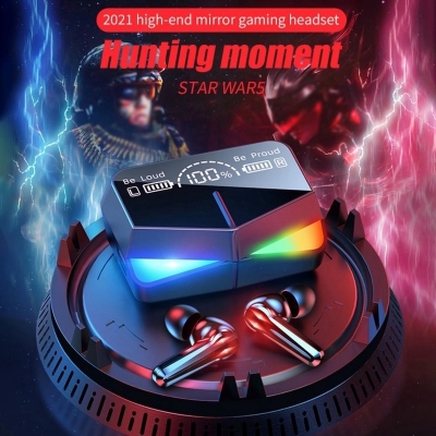 Picture of M28 TWS Bluetooth 5.1 Gaming Headset Dual Mode Wireless Earphones Sports Stereo Sound Low Latency LED Digital Display Smart Touch Earphone - Multicolor
