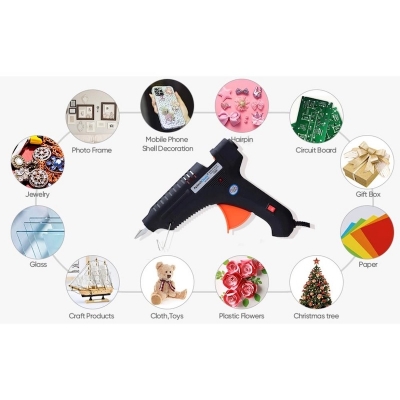 Picture of Combo Pack 100W Hot Melt Glue Gun With 5 Glue Stick, 100 Watt Glue Gun For Diy Art Crafts, Joint Repair