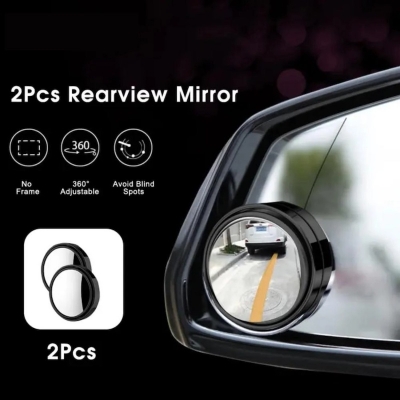 Picture of Blind Spot Mirror for Car Outside Auxiliary Mirror Rearview Mirror Sticky Convex Wide Angle Parking Reversing Rear View Mirrors 2 pc - Black