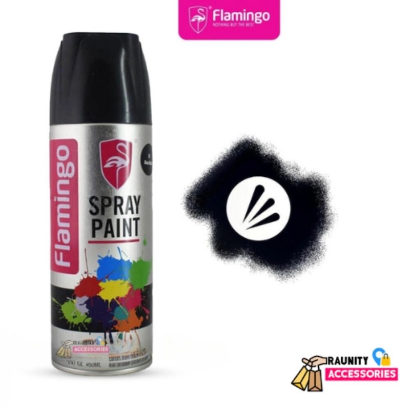 Picture of Flamingo Spray Paint Heat Resistant ( Black) Automatic Hand Spray Paint Metal Anti-Rust Furniture Wood Paint Car Graffiti Wall - Black