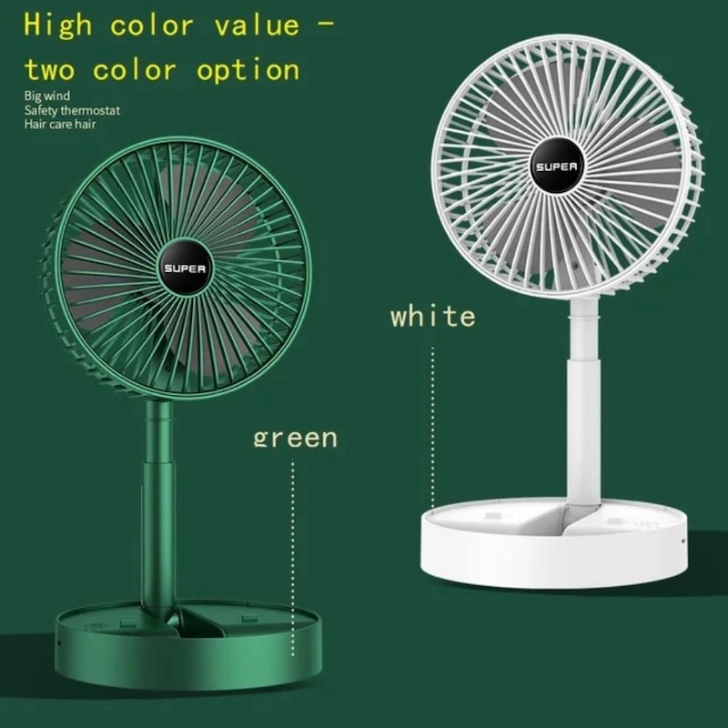 Picture of Portable Fan USB Rechargeable Foldable Table Desk Fan Telescopic Floor 3 Speeds - Multicolor