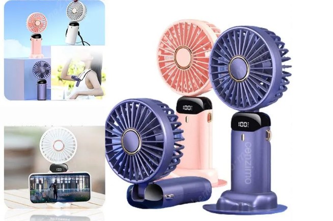 Picture of Portable Cooling Fan with 5 Speeds & Digital Display Mini Fan | Bazar Offer - Pink