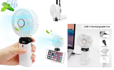 Picture of Display Rechargeable Fan | Bazar Offer - White