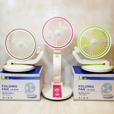 Picture of ✅ LR‑2018 Rechargeable Desktop Fan – LED Light & Foldable | Bazar Offer - Green