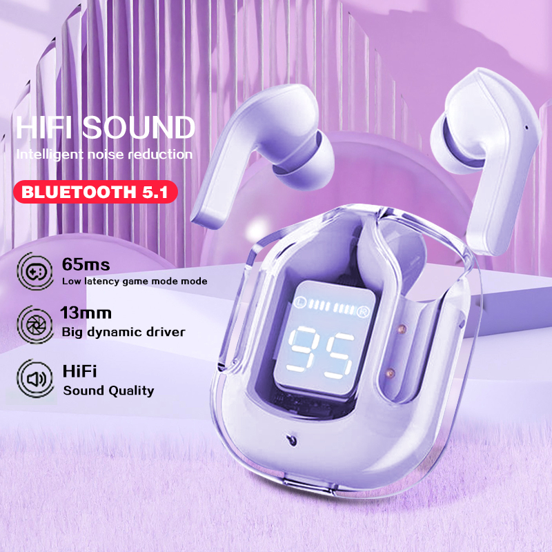 Picture of T2 TWS Transparent Wireless Bluetooth 5.3 Earbuds with Transparent Cover Handfree Call Headset HiFi Stereo Sound Headphones in-ear Noise Cancelling Earphones