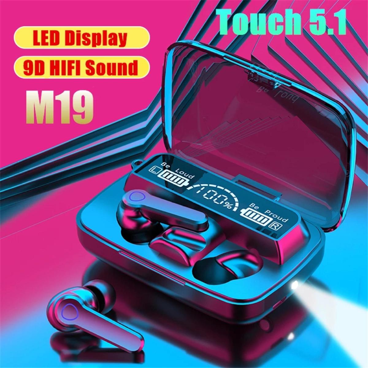 Picture of M19 Wireless Earbuds 5.1 Bluetooth Headphones Touch Control with Wireless Charging Case IPX8 Waterproof TWS Stereo Earphones in-Ear Built-in Mic Headset