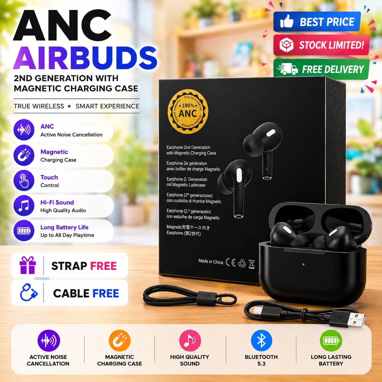 Picture of Airpods Pro / tws Black edition wireless earbuds Bluetooth replica Bluetooth headphone