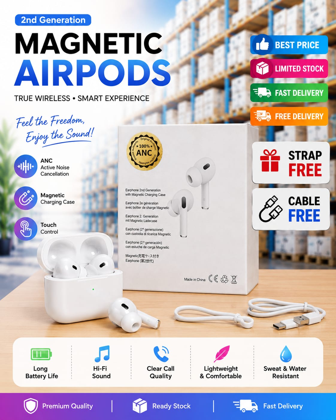 Picture of AirPods Pro 2nd Generation Made in china long lasting specials  replica edition wireless  blutooth  Earbuds