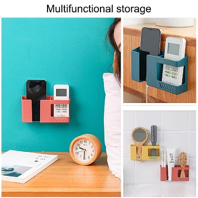 Picture of Mobile Phone Charging Hanging Holder Multifunction Wall Mounted Plug Bracket Remote Control Mounted Storage Box By Latfu