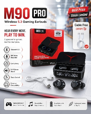 Picture of M90 Pro TWS Digital Display Earbuds with HD Voice Noise Cancelling Bluetooth Feature By Latfu
