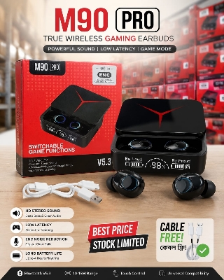 Picture of M90 Pro TWS Digital Display Earbuds with HD Voice Noise Cancelling Bluetooth Feature By Latfu