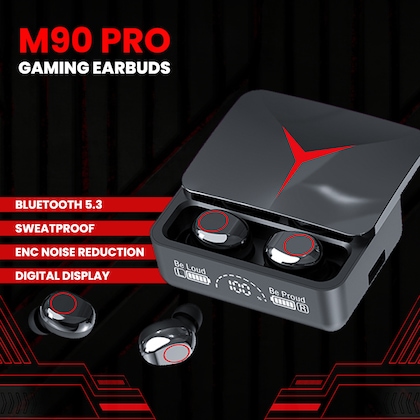 Picture of M90 Pro TWS Digital Display Earbuds with HD Voice Noise Cancelling Bluetooth Feature By Latfu