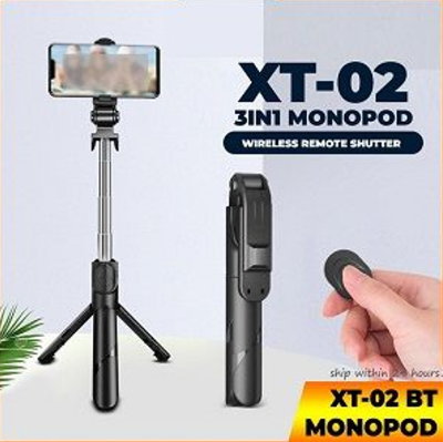 Picture of XT-02 S03/R1 Bluetooth Wireless Remote Selfie Stick Holder Extendable Foldable Handheld Monopod Selfie Stick with Tripod Stand By Latfu