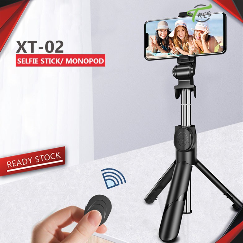 Picture of XT-02 S03/R1 Bluetooth Wireless Remote Selfie Stick Holder Extendable Foldable Handheld Monopod Selfie Stick with Tripod Stand By Latfu