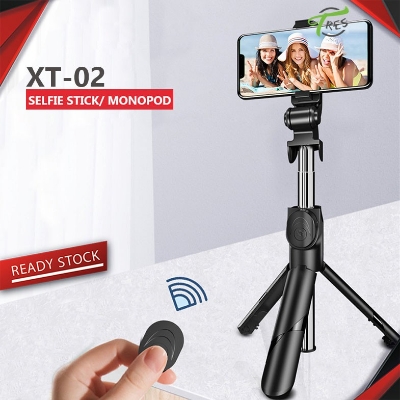 Picture of XT-02 S03/R1 Bluetooth Wireless Remote Selfie Stick Holder Extendable Foldable Handheld Monopod Selfie Stick with Tripod Stand By Latfu