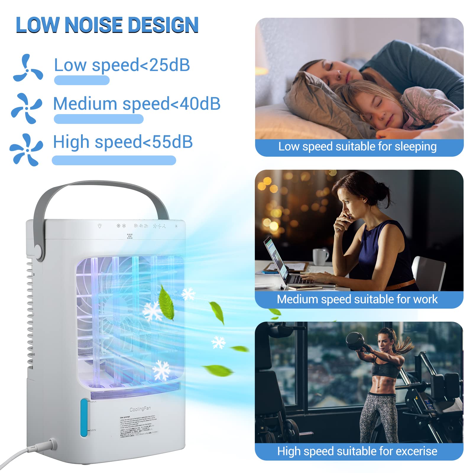 Picture of Air Conditioner Cooling Fan With 5 Sprays 7 Color Light Portable Fan Air Cooler Kipas Mini Fan Air Humidifier By Latfu
