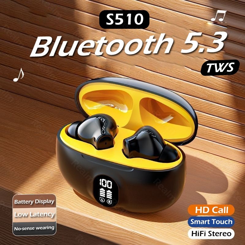 Picture of S510 TWS Wireless Bluetooth Headphones 5.3 LED Power Earphones Digital Display Headset Stereo Sound Bluetooth-compatible 5.3 for Bluetooth Wireless Sports High-End Noise Reduction Ultra-Long Life Battery in-Ear Bluetooth Headset By  ByteBox
