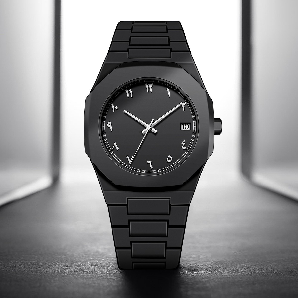 Picture of Arabic Watch Waterproof Men's Quartz Watch Black PC Plastic watch for men - Aura Arabic Watch - Black by Bytebox