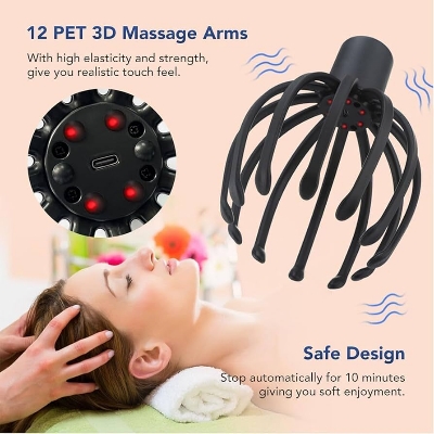 Picture of Electric Head Massager Octopus Scalp Massager Therapy Device Electric Octopus Claw Head Scalp Massager 3 Modes Vibration Massage Therapeutic Head Scratcher Relief Head Fatigue Improve Sleep Octopus Head Vibration Relaxing Massager by Latfu