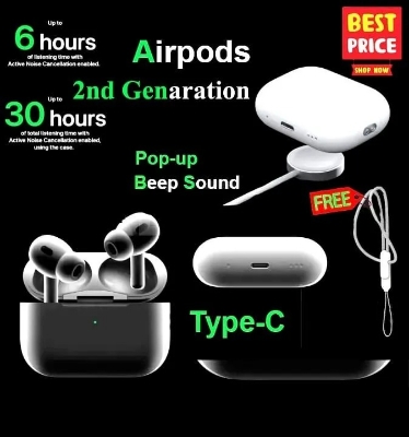 Picture of AirPods Pro 2nd genaration Made in Dubai Wireless Charging Bluetooth Earbuds