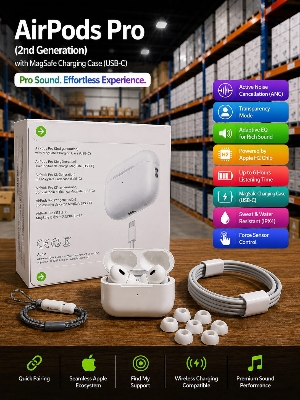 Picture of AirPods Pro 2nd genaration Made in Dubai Wireless Charging Bluetooth Earbuds