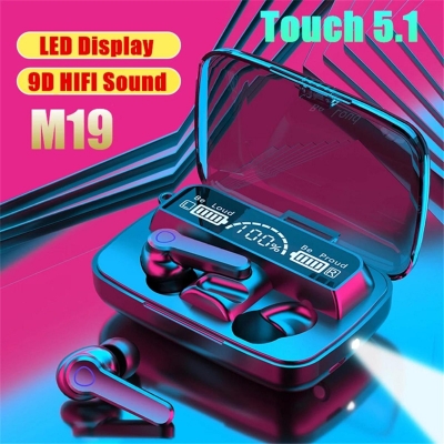 Picture of M19 Wireless Earbuds 5.1 Bluetooth Headphones Touch Control with Wireless Charging Case IPX8 Waterproof TWS Stereo Earphones in-Ear Built-in Mic Headset