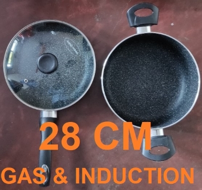 Picture of Prestiege Deluxe Granite (Set of 3 Pieces Sos Pan & Fry pan with 1 Lid) Induction Bottom (Multicolor28)