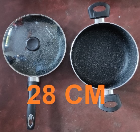 Picture of Prestiege Deluxe Granite (Set of 3 Pieces Sos Pan & Fry pan with 1 Lid) Induction Bottom (Multicolor28)