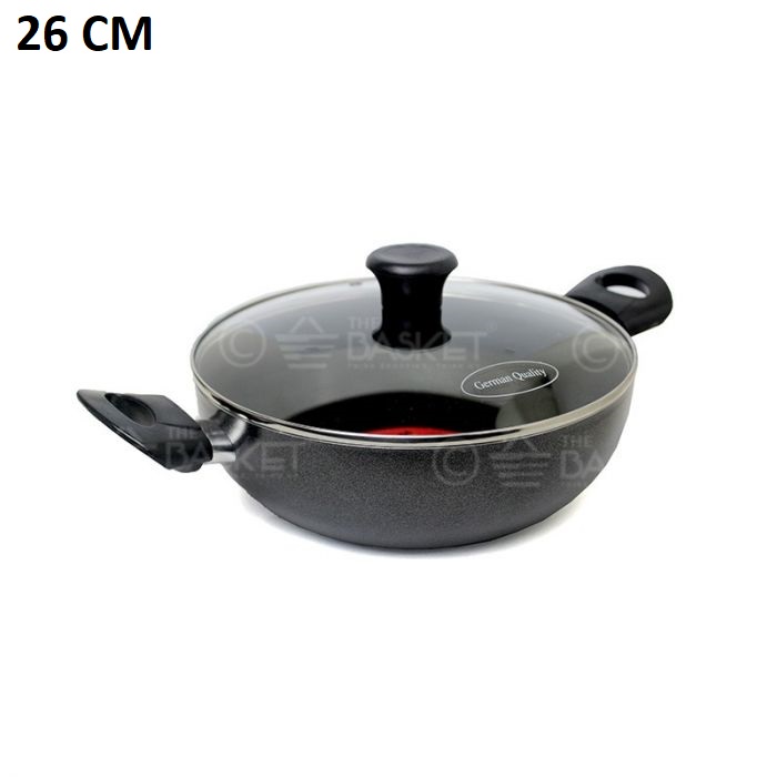Picture of Kiam Marble Coated Karai With Glass Lid 26cm (Multicolor26)