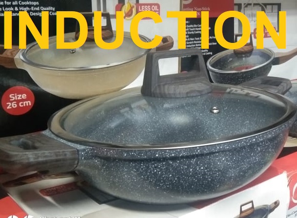 Picture of Kiam Marble Coated Karai With Glass Lid 26cm (DIECAST26)