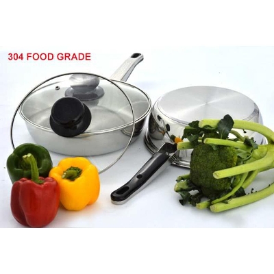 Picture of Stainless Steel Frying Pan with Glass Lid 304 FOOD GRADE (Silver)