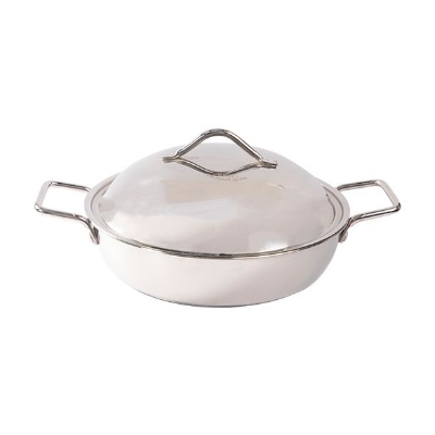 Picture of Stainless Steel Frying Pan with SS Lid and Bakelite Handle 304 FOOD GRADE (Silver)