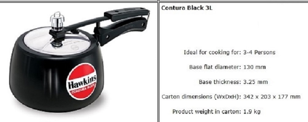 Picture of Hawkins Contura Pressure Cooker 1.5 Liter - 6.5 Liter BLACK (Ash3)