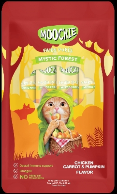 Picture of Moochie Treat for Cats and Kittens Chicken, Carrot & Pumpkin Flavor 15 G Pouch (25PCS)