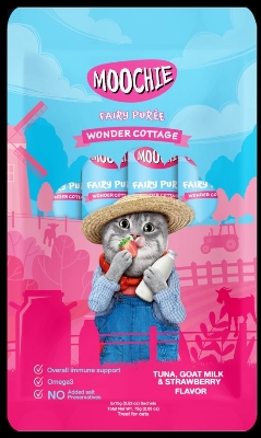 Picture of Moochie Treat for Cats and Kittens Tuna, Goat Milk & Strawberry Flavor 15 G Pouch (25PCS)