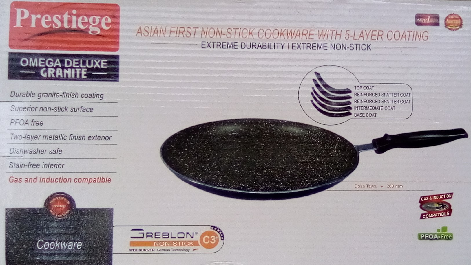 Picture of Prestiege Deluxe Granite Dosa Tawa 26-28 CM (Grey28)