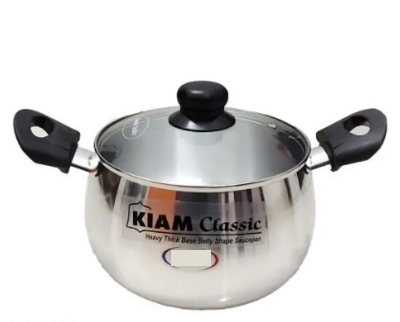 Picture of Kiam Aluminium Belly Shape Saucepan With Glass Lid (26CM)