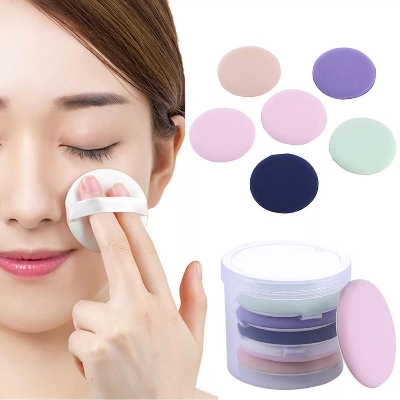 Picture of Professional 5pic Colorful Round Shape Facial Face Body Powder Foundation Puff Portable Soft Cosmetic Puff Makeup Sponge - Multicolor