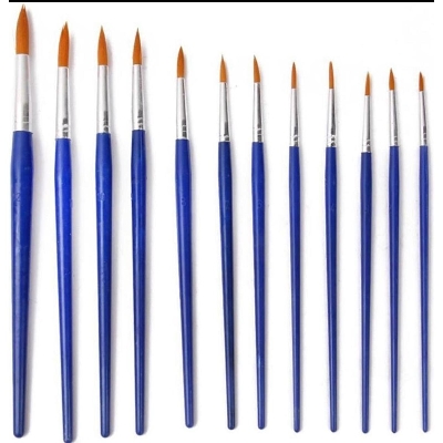 Picture of Artist Brush Paint Brush 12&14  pcs Mix set Blue Color Suitable for Water & Acrylic & Oil color paint