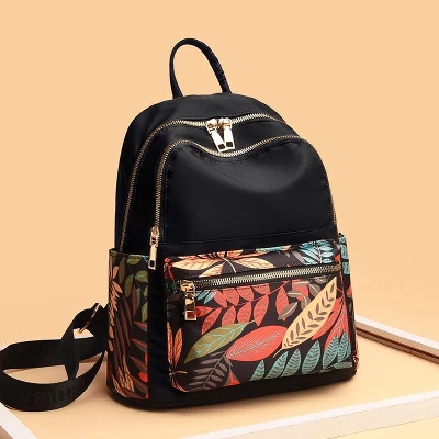 Picture of Girls Printing School Backpack, Large Capacity Nylon Rucksack Multilayer Crossbody & Shoulder Bags, Waterproof Travel Ladies Bags